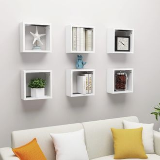 vidaXL Estantes Cubo De Pared 6 Unidades Blanco 30x15x30 Cm Vidaxl
