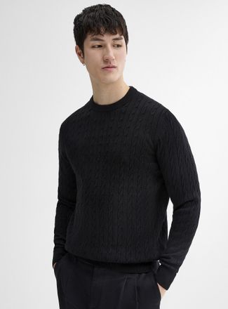 Le 31 Mens Twisted-cable crew neck sweater
