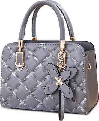 Generic Women Handbags Top Handle Tote Crossbody Bag, PU Leather Bag with Petal Pendant