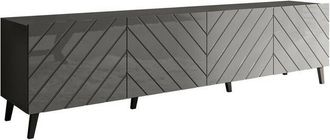 Mirjan24 Mobilier1 - Mueble Tv Charlotte 145, Grafito + Grafito Brillante, N&uacute;mero De Puertas: 0, N&uacute;mero De Cajones: 0, 200x52x42cm