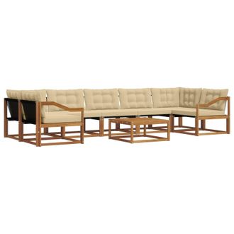 vidaXL Conjunto De Sof&aacute;s De Exterior Con Coj&iacute;n 8 Pcs Natural Y Beige Vidaxl