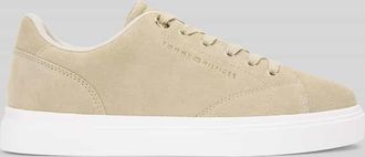 Tommy Hilfiger Low Top Sneaker aus echtem Leder in Beige, Gr&ouml;&szlig;e 36