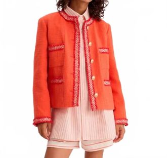 Ines De La Fressange Adelaide Front Patch Pockets Jacket In Iconic Red