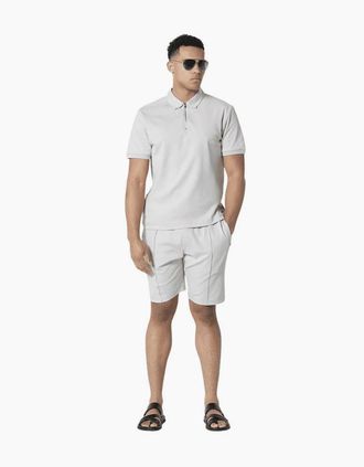 883 Police Mens Kitmat Nelmat Pleated Light Grey Polo Shirt Set - Size: 40