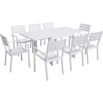 Happy Garden Conjunto De Jard&iacute;n Venezia Extensible 90/180 De 8 Plazas Aluminio Blanco