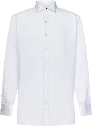 Lardini Wit katoenen overhemd met bloemvormige knopen - Heren - Casual Overhemden - Wit - 5XL - Katoen - Overhemden