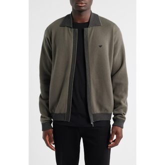 Emporio Armani Wool Zip Cardigan in Grey at Nordstrom Rack, Size Xx-Large