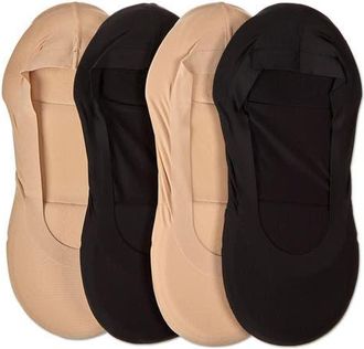 MeMoi Assorted 4-Pack Cushioned Liner Socks in Beige-Black at Nordstrom