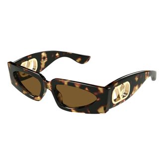 Valentino Sunglasses, female, Brown, Size: 53 MM V Logo Sunglasses