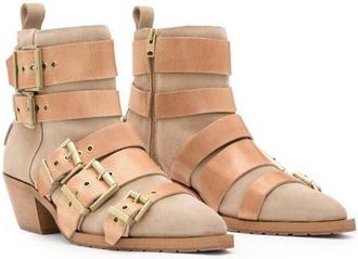 AllSaints Jane Buckle Bootie in Sand Brown at Nordstrom, Size 10