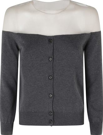 Maison Margiela Gray Transparent-Knit Back-Seam Cotton Cardigan