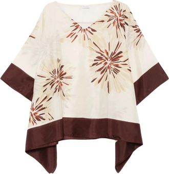 Brunello Cucinelli Brunello Cucinelli, Tunics, female, Multicolor, Size: S Printed Silk Blouse