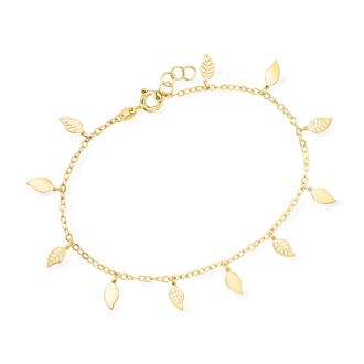 Canaria Canaria Italian 10kt Yellow Gold Leaf Station Bracelet