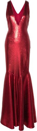 Genny sequinned mermaid long dress - women - Polyester/Polyester - 40 - Red