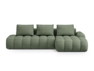 Cosmopolitan Design Sof&aacute; cama esquinero 3 plazas tejido estructural verde oliva oscuro