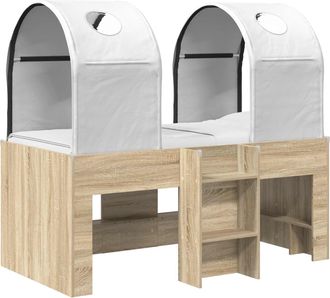 vidaXL Cama Con T&uacute;nel 3 Uds. Sonoma Y Blanco Madera De Ingenier&iacute;a Vidaxl