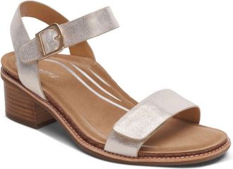 Aetrex Womens Mae Adjustable Quarter Strap Heel In Champagne