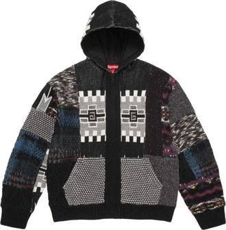 SUPREME SS26 Patchwork Zip Up Hooded Sweater Black SUP-SS26-261-BLK