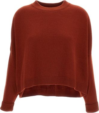 Dusan Orange Oversized Asymmetric Pure Cashmere Crewneck Sweater