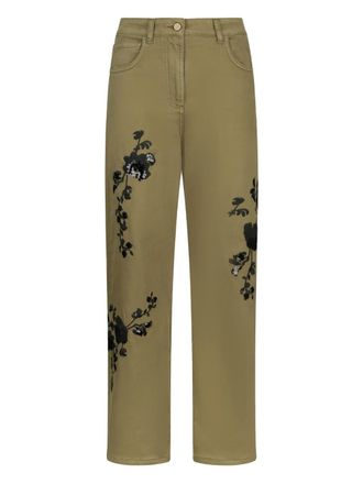 Liu Jo floral-embroidered flared jeans - Green