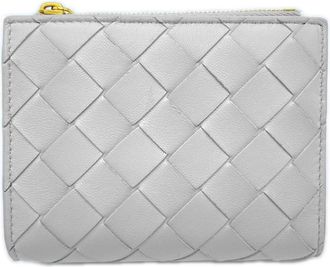 Bottega Veneta Intrecciato Gray Leather Wallet (Bi-Fold) (Pre-Owned)