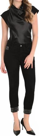 Frank Lyman Design Denim Embellished Ankle-Length Pant In Black