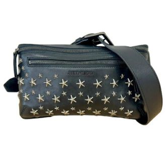 Jimmy Choo London Black Leather Fanny Pack Sling Bag (Pre-Owned)