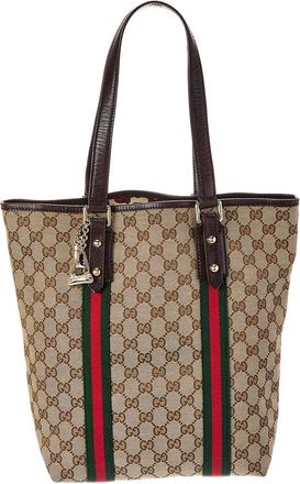 Gucci Beige Gg Canvas & Leather Jolicoeur Shopper Tote (Authentic Pre-Loved)