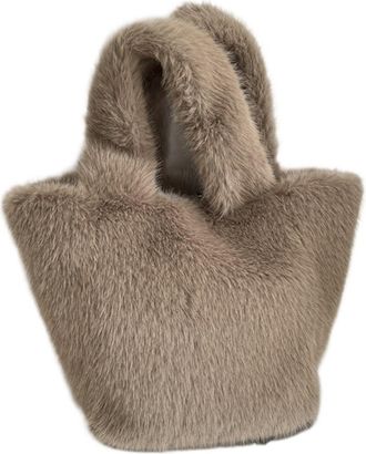 Generic Womens Plush Bags Handbag Womens Autumn Winter Sensation Pure Color Plu Handheld Bag Neutral Sle Magneti(Khaki)