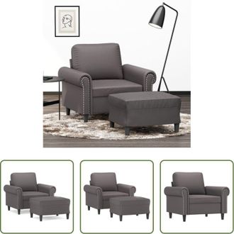 vidaXL Poltrona grigia - Poltrona con Poggiapiedi Grigio 60 cm in Similpelle