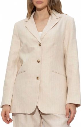 Possé Leon Long Sleeve Blazer In Beige Pinstripe