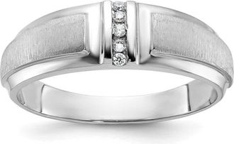Diamond2Deal 14k White Gold Lab Grown Diamond 3-Stone Band Ring 0.05Ct Clarity- VS Color- G-H