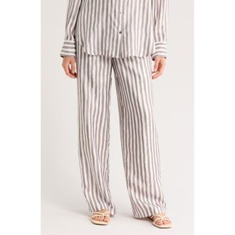 Theory Relax Stripe Silk Pull-On Pants in Cindr Mult at Nordstrom Rack, Size 10
