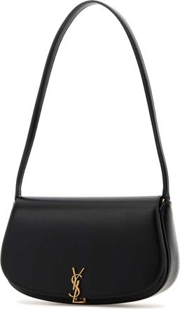 Saint Laurent Womens Le 5 &Agrave; 7 Demi Lune Shoulder Bag Black Leather