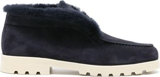 Santoni fur-trim suede desert boots - women - Suede - 37 1/2 - Blue
