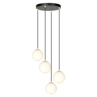 Wonderlamp L&aacute;mpara colgante negro con altura regulable y 3 esferas de cristal