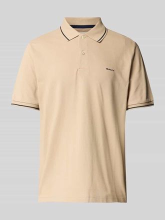 GANT Poloshirt mit Label-Stitching in Sand, Gr&ouml;&szlig;e M