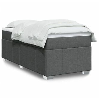 vidaXL Cama Box Spring Con Colch&oacute;n Tela Gris Oscuro 90x200 Cm