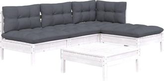 vidaXL Vidaxl - Muebles De Jard&iacute;n 5 Pzas Con Cojines Blanco Madera De Pino