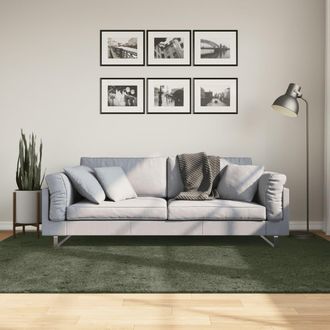 vidaXL Vidaxl - Alfombra Pelo Corto Suave Lavable Huarte Verde Bosque 160x230cm
