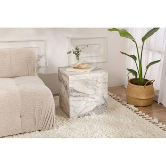 Dmora Mesa De Caf&eacute; Moglia, Mesa De Centro Baja, Revistero Para Sof&aacute;, Estante De La Sala De Estar, 45x45 H50 Cm, M&aacute;rmol - Dmora