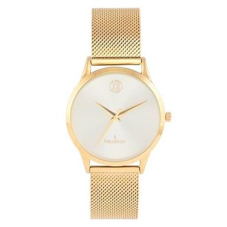 Peugeot Minimalist Wafer Slim Round Watch- 40MM in Mesh Champagne at Nordstrom