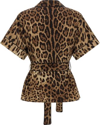Dolce & Gabbana Leopard-Print Silk Shirt - Camel