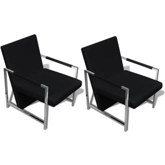 vidaXL Vidaxl - Sillones 2 Unidades Estructura Cromada Cuero Sint&eacute;tico Negro