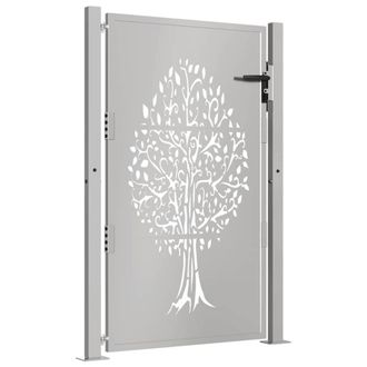 Berkfield Home Beautiful Garden Gate 105x155 cm Corten Steel Tree Design in Brown
