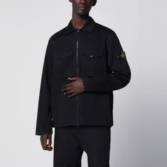 Stone Island Blue cotton zip-up jacket