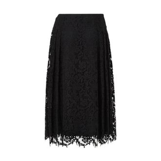 Fendi Macram&eacute; kanten midi rok - Dames - Midirokken - Zwart - 2XS - Katoen - Rokken