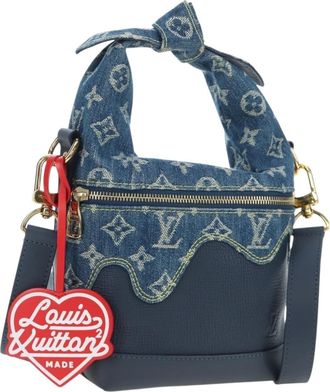 Louis Vuitton Nigo Japanese Cruiser Monogram Denim And Taurillon Leather Blue Canvas Handbag (Pre-Owned)