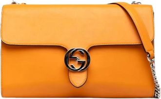 Gucci Pre-owned Cross Body Bags, female, Orange, Size: ONE SIZE Pre-owned Vintage Leather Crossbody Bag