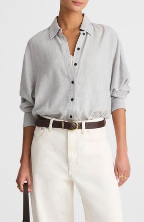 Madewell Heathered Flannel Dolman Sleeve Button-Up Shirt in Heather Grey at Nordstrom, Size Xx-Small